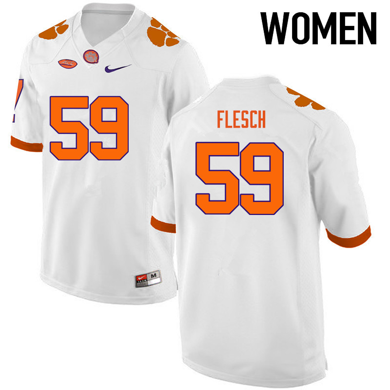 Women Clemson Tigers #59 Jeb Flesch College Football Jerseys-White - Click Image to Close
